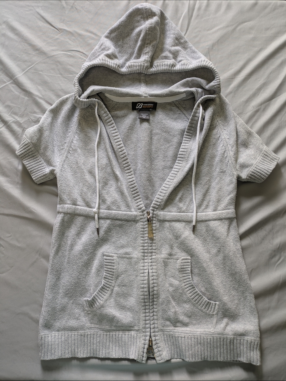 Eddie Bauer Sport Women's Hooded Knit Sweater Zip Up Hoodie Heather Gray Size XS